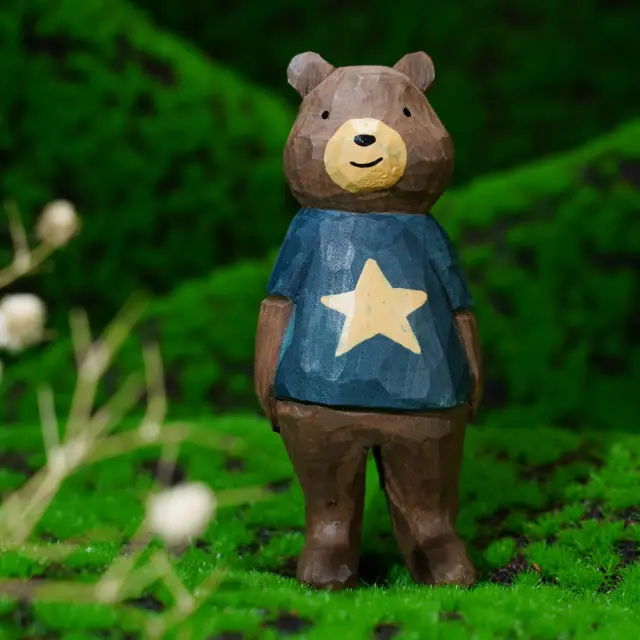 Stars & Bears Handmade Wood Carving Ornament